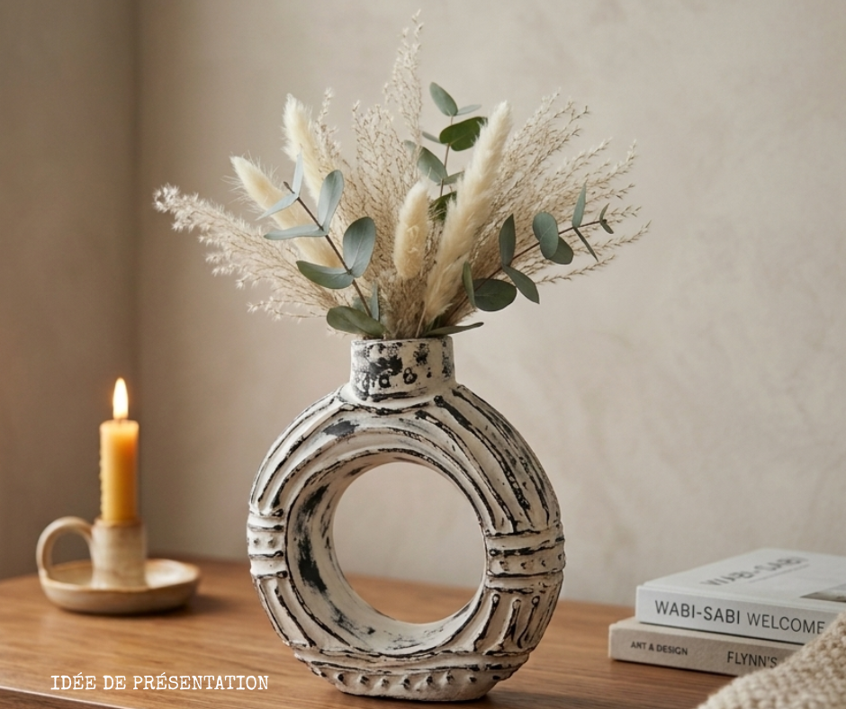 🤍 Vase rond “Donut” – Crème