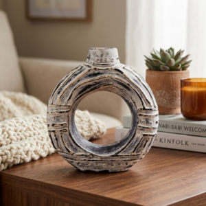 🤍 Vase rond “Donut” – Crème