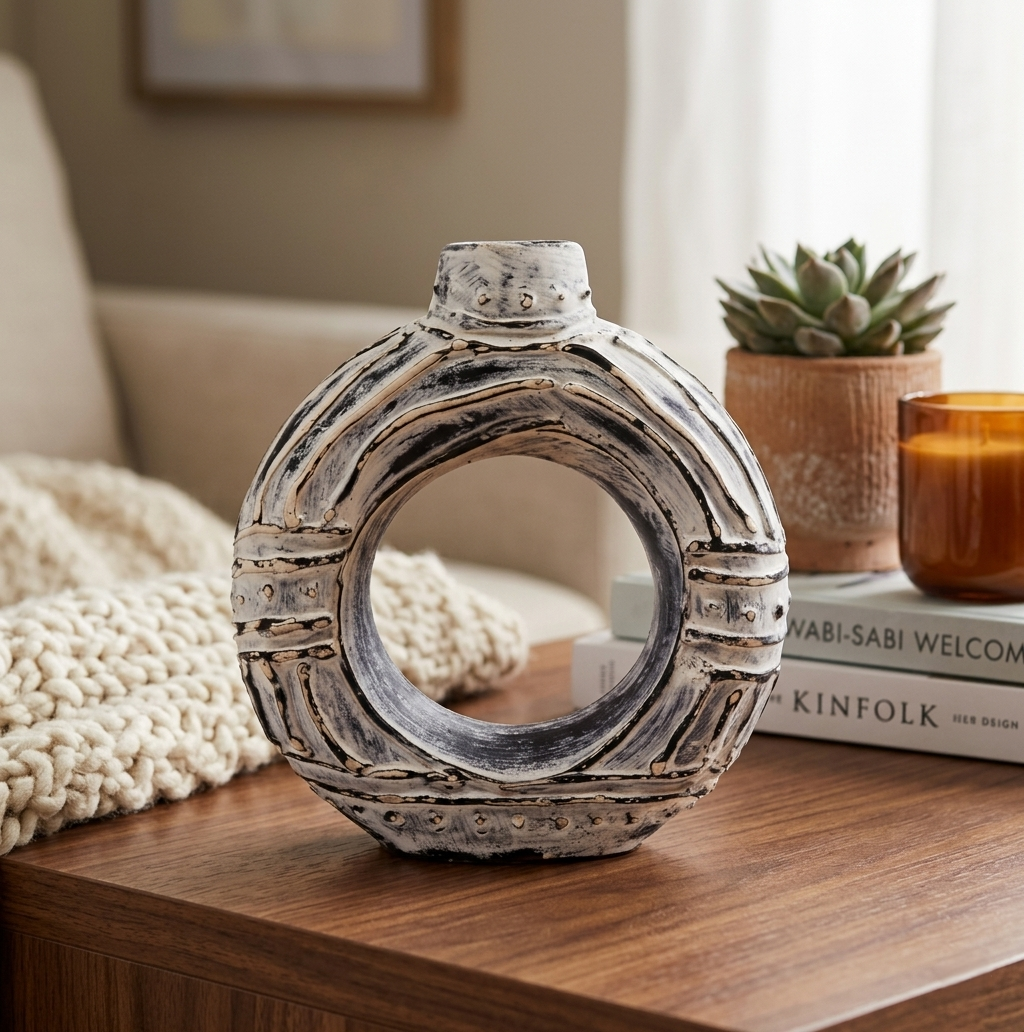 🤍 Vase rond “Donut” – Crème